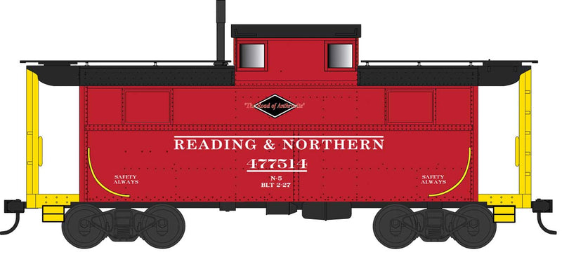 PRR Class N5 Steel Cabin Car (Caboose) - Ready to Run -- Reading & Northern 477514 (red, black, yellow)