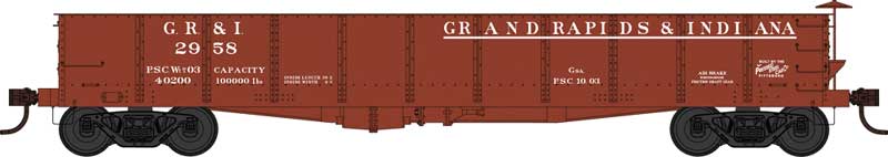 GS 40' Gondola - Ready to Run -- Grand Rapids and Indiana 2972 (Boxcar Red, Built 10-03)