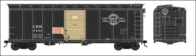 40' Single-Door Boxcar - Ready to Run -- Clinchfield 5425 (black, yellow, Clay Loading, Built 1-47 Repack 5-65)
