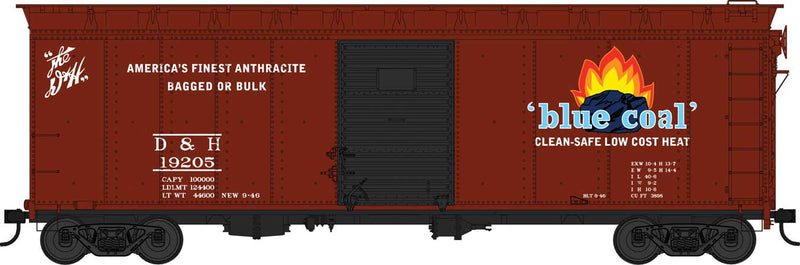40' Single-Door Steel Boxcar - Ready to Run -- Delaware & Hudson 19205 (Boxcar Red, Blue Coal Flame Logo)