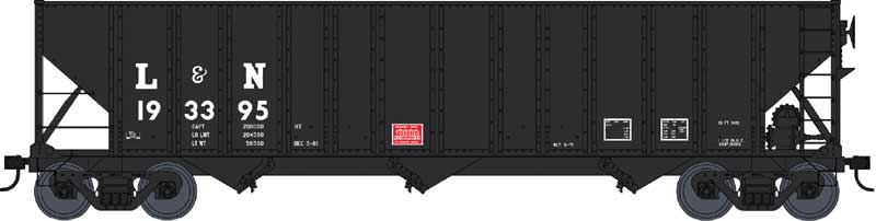 100-Ton 3-Bay Open Hopper - Ready to Run -- Louisville & Nashville #193346 (1981 DeCoursey Repaint, black)