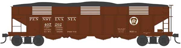 Class H21a 4-Bay Hopper - Ready to Run -- Pennsylvania Railroad 407262 (H22, Blt. 9-12, Tuscan, Circle Keystone)