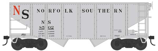 55-Ton Fishbelly Hopper - Ready to Run -- Norfolk Southern 8522 (Blt. 6-41, gray, black, red)