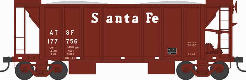 70-Ton 2-Bay Ballast Hopper with Side Chutes (Ballast Gates) - Ready to Run -- Santa Fe 177835 (Boxcar Red, Cooper Lettering)