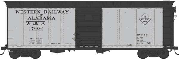 40' Single-Door Boxcar - Ready to Run -- Western Ry. Of Alabama #17622 (Blt. 7-47, silver, black)