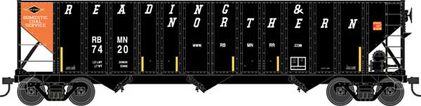 100-Ton 3-Bay Hopper - Ready to Run - Executive Line -- Reading & Northern #7450 (Blt. 8-77, black, orange End)