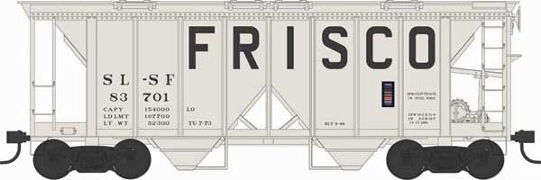 70-Ton 2-Bay Covered Hopper w/Open Sides - Ready to Run - Executive Line -- St. Louis-San Francisco #83701 (Blt. 8-48 Repack 7-73, gray, Billboard Frisc