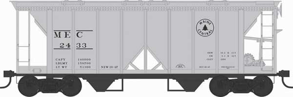 70-Ton 2-Bay Covered Hopper w/Open Sides - Ready to Run - Executive Line -- Maine Central #2433 (Blt. 10-47 Repack 10-47, gray, black, red, Fried Egg Lo