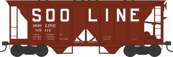 70-Ton 2-Bay Covered Hopper w/Open Sides - Ready to Run - Executive Line -- Soo Line #8926 (Blt. 8-40 Repack 4-62, Boxcar Red, Squared Lettering)