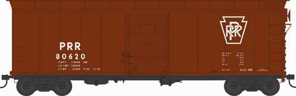 X31A Single-Door Round Inset Roof Boxcar - Ready to Run -- Pennsylvania Railroad #80699 (Blt. 5-36 Repack 11-62, Tuscan, Plain Keystone