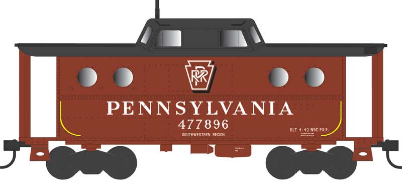 PRR Class N5C Steel Cabin Car (Caboose) - Ready to Run -- Pennsylvania Railroad #477890 (SW Region Rpkd 8-59, Shadow Keystone)