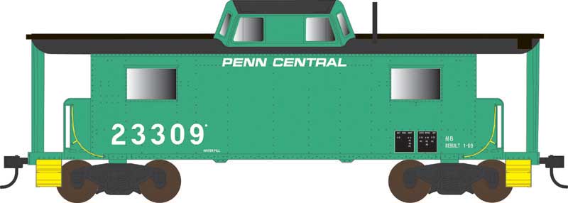 PRR Class N8 Steel Center-Cupola Cabin Car (Caboose) - Ready to Run -- Penn Central #23318 (Jade Green, black, white, yellow, No Logo)