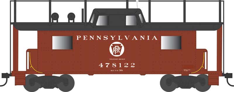PRR Class N8 Steel Center-Cupola Cabin Car (Caboose) - Ready to Run -- Pennsylvania Railroad #478122 (Trainphone, Tuscan, Circle Keystone West Regi
