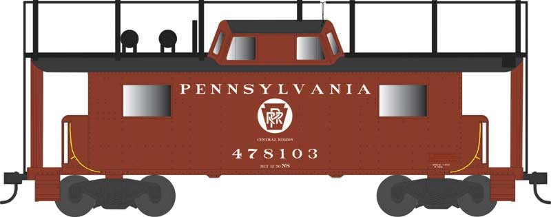 PRR Class N8 Steel Center-Cupola Cabin Car (Caboose) - Ready to Run -- Pennsylvania Railroad #478103 (Trainphone, Tuscan, Circle Keystone Central)