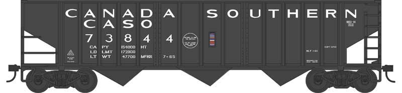 70-Ton 14-Panel 3-Bay Hopper - Ready to Run -- Canada Southern #74001 (black, white)