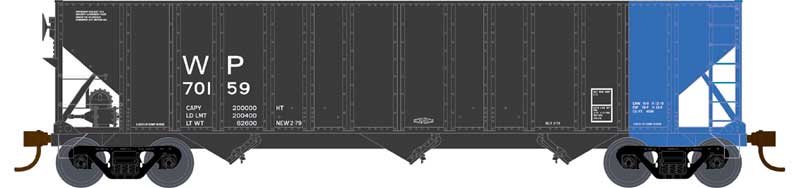100-Ton 3-Bay Open Hopper - Ready to Run - Executive Line -- Western Pacific #70166 (black, blue end)