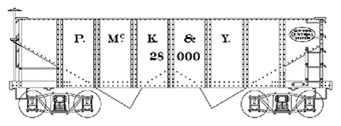 GLa 2-Bay Open Hopper - Kit w/Knuckle Couplers -- Pittsburgh, McKeesport & Youghiogheny #28509 (Early, Black Built 7/07)