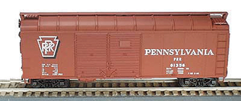 40' X-31F Turtle Roof Double-Door Steel Boxcar - Kit -- Pennsylvania Railroad #81332 (tuscan, Shadow Keystone)