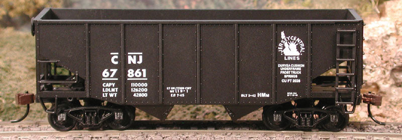55-Ton 2-Bay Fishbelly Hopper - Kit -- Central Railroad of New Jersey #67819 (black, Liberty Logo)