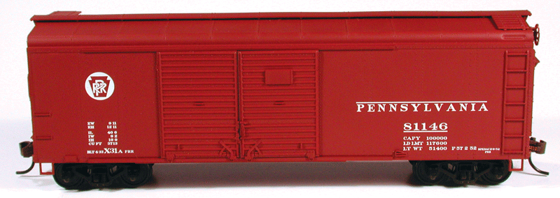 Class X31A 40' Inset-Roof Double-Door Boxcar - Kit -- Pennsylvania Railroad #81146 (Tuscan, Circle Keystone)