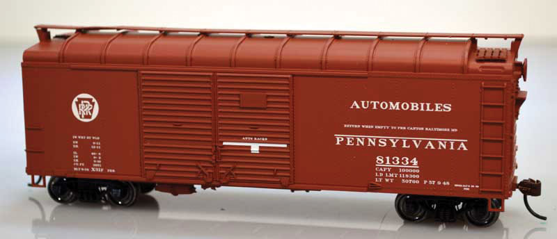 Class X31f 40' Turtle Roof Boxcar Double-Door Boxcar - Kit -- Pennsylvania Railroad #81334 (Tuscan, Circle Keystone)