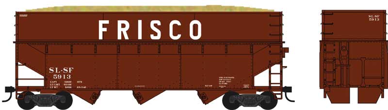 70-Ton Offset Wood Chip Hopper w/Smooth-Side Extensions - Kit -- St. Louis-San Francisco #5913 (Boxcar Red, Billboard Frisco Lettering)