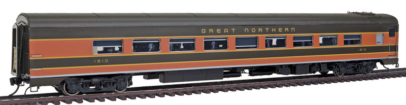CC&F 52-Seat Dayniter Leg-Rest Coach w/Skirts - Ready to Run - Super Continent -- Great Northern #1210 (Omaha Orange, Pullman Green)