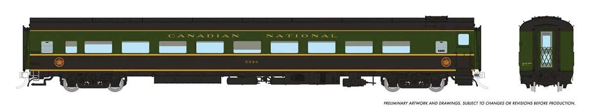 CC&F Lightweight Coach - Ready to Run - Super Continental Line(TM) -- Canadian National #5617 (green, black, yellow)