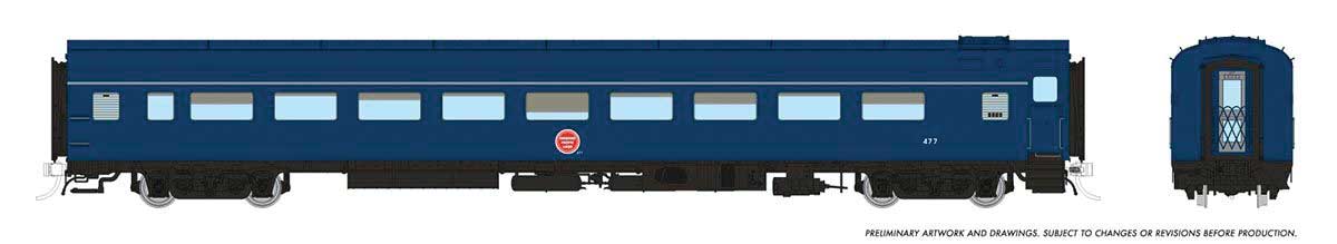 CC&F Lightweight Coach - Ready to Run - Super Continental Line(TM) -- Missouri Pacific #477 (Jenks Blue, red, Buzz Saw Logo)