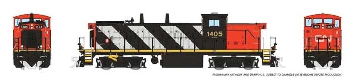 GMD-1 4-Axle Version - ESU LokSound 5 Sound and DCC -- Canadian National #1422 (Stripe Scheme, black, white, red)