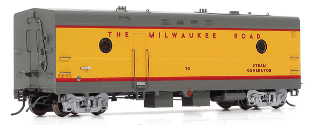 Steam Generator Car - Ready to Run - Super Continental Line(TM) -- Milwaukee Road #76 (UP Streamliner Scheme, Armour Yellow, gray, red)