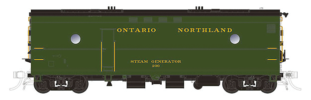Steam Generator Car - Ready to Run - Super Continental Line(TM) -- Ontario Northland #201 (Pullman Green, black)