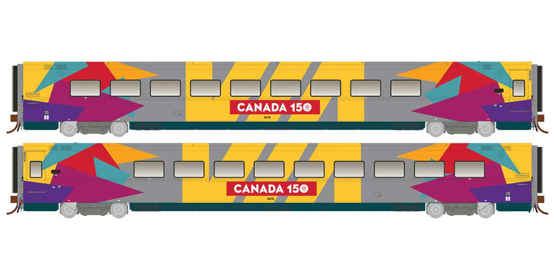 LRC Business Class Car - Ready to Run - Super Continental Line(TM) -- VIA Rail Canada 3476 (Canada 150, gray, yellow, red, blue, purple)
