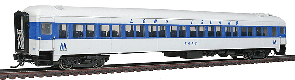 P-S Osgood-Bradley Lightweight 10-Window Coach 3-Pack- Ready to Run -- Long Island Rail Road #7525, 7527 & 7532 (gray, blue, MTA Logo)