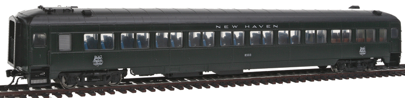 PS Osgood-Bradley 10-Window Smoker Coach w/Partial Skirt - Ready to Run -- New Haven #8503 (#401 Green)