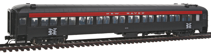PS Osgood-Bradley 10-Window Smoker Coach, No Skirt - Ready to Run -- New Haven #8526 (McGinnis Scheme, black, red)