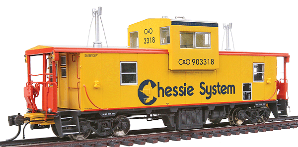 Transcona Yard Wide-Vision Caboose - Lighted & Assembled -- Chessie System (CSX) #903318 (yellow, vermillion, blue)