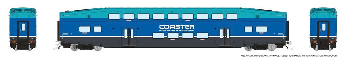 CEM Bi-Level Commuter Coach - Ready to Run -- Coaster #42102 (2020s, blue, teal, black)