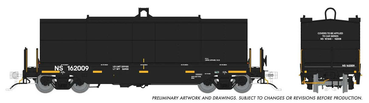 Greenbrier Transverse Coil Car 6-Pack - Ready to Run -- Norfolk Southern Set #1 (black, yellow conspicuity marks, Reporting Marks On-1