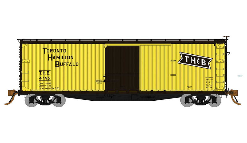 USRA 40' Double-Sheathed Wood Boxcar 2 Pack - Ready to Run -- Toronto, Hamilton & Buffalo (yellow, black, Bowtie Logo)