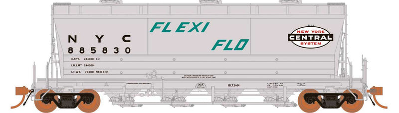 ACF PD3500 Flexi Flo Covered Hopper 6-Pack - Ready to Run -- New York Central (As-Delivered 1965; gray, green, white, black)