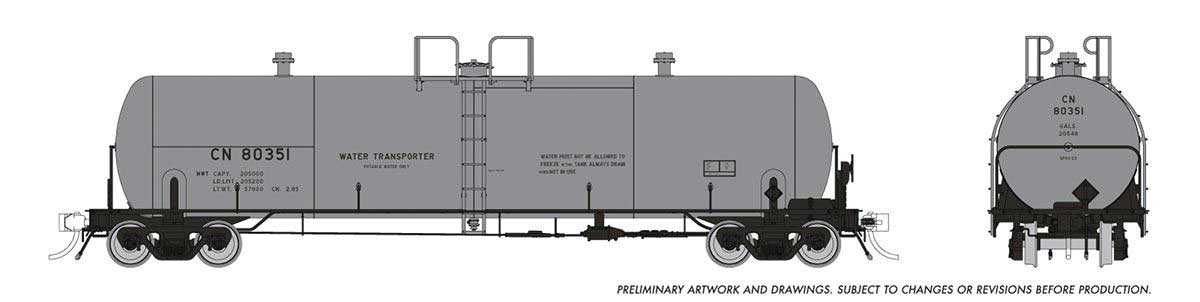 Procor GP20 20,000-Gallon Tank Car - Ready to Run -- Canadian National (Company Service, gray)