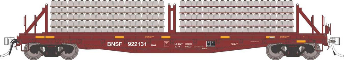 Class F30D 50' Concrete Tie Car w/Load - Ready to Run -- BNSF Railway #2 (brown)