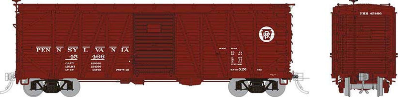USRA Single-Sheathed Wood Boxcar 6-Pack - Ready to Run -- Pennsylvania Railroad (Tuscan, Circle Keystone, Youngstown Doors)