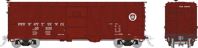 USRA Single-Sheathed Wood Boxcar 6-Pack - Ready to Run -- Pennsylvania Railroad (Tuscan, Circle Keystone, Creco Doors)