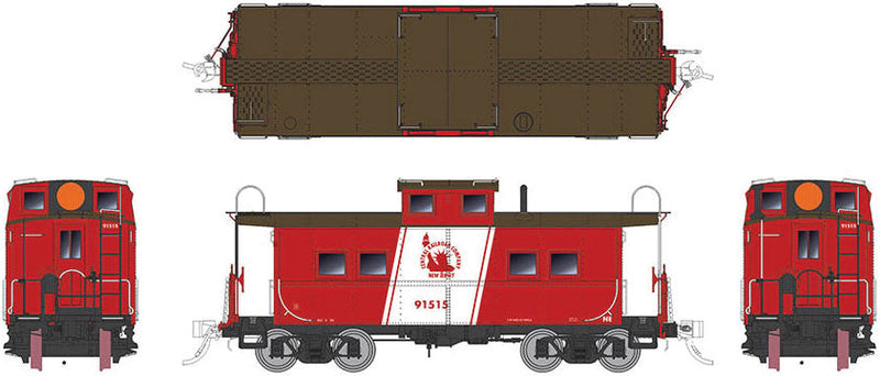 Northeastern-Style Steel Caboose - Ready to Run -- Central Railroad of New Jersey 91515 (red, black, white "Coast Guard" Stri