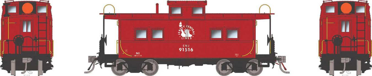 Northeastern-Style Steel Caboose - Duryea Underframe - Ready to Run -- Central Railroad of New Jersey #91509 (red, white, Liberty Lines Logo)