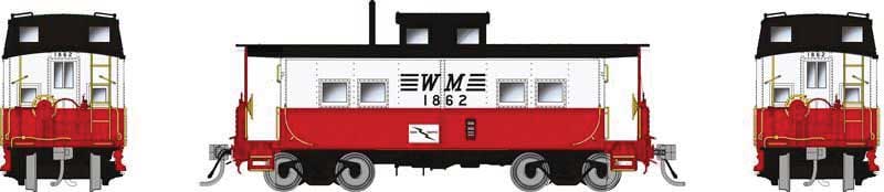 Northeastern-Style Steel Caboose - Duryea Underframe - Ready to Run -- Western Maryland #1842 (Circus, white, red, black)