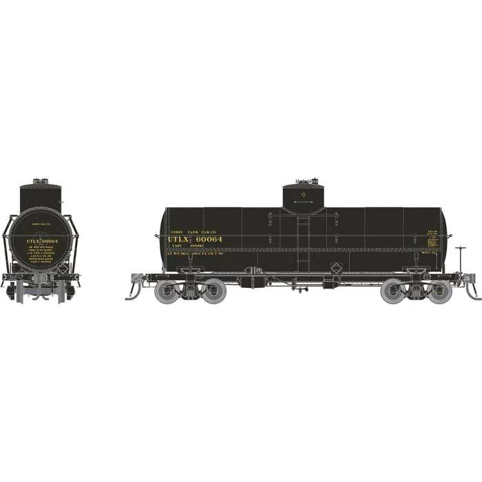 Union Tank Line X-3 10,000-Gallon Tank Car - Ready to Run -- Union Tank Line UTLX Set #1 (1950s Scheme, black, yellow)
