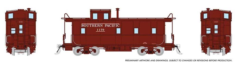 SP Class C-40-3 Steel Caboose with Roofwalk - Ready to Run -- Southern Pacific #1179 (1946, Boxcar Red, Serif Underline Lettering)